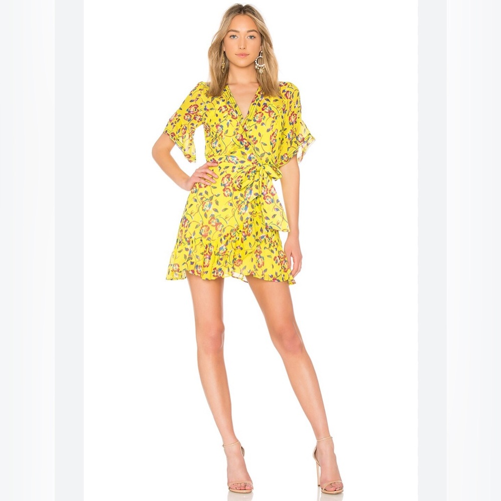 Tanya Taylor Women’s Flirty Yellow Floral Silk Mini Dress Size 4